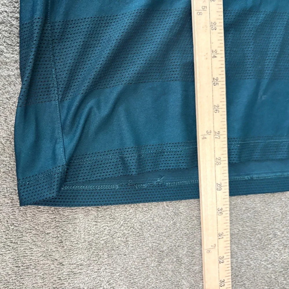 Nike Golf Shirt Mens Size Large Teal 802830-346 Modern Fit Dri-Fit Striped Polo